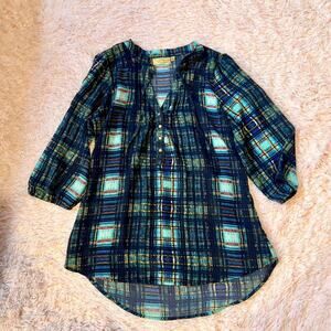 Princess‎ Vera Wang Plaid Classic Professional Whimsical Lightweight Sheer Tunic